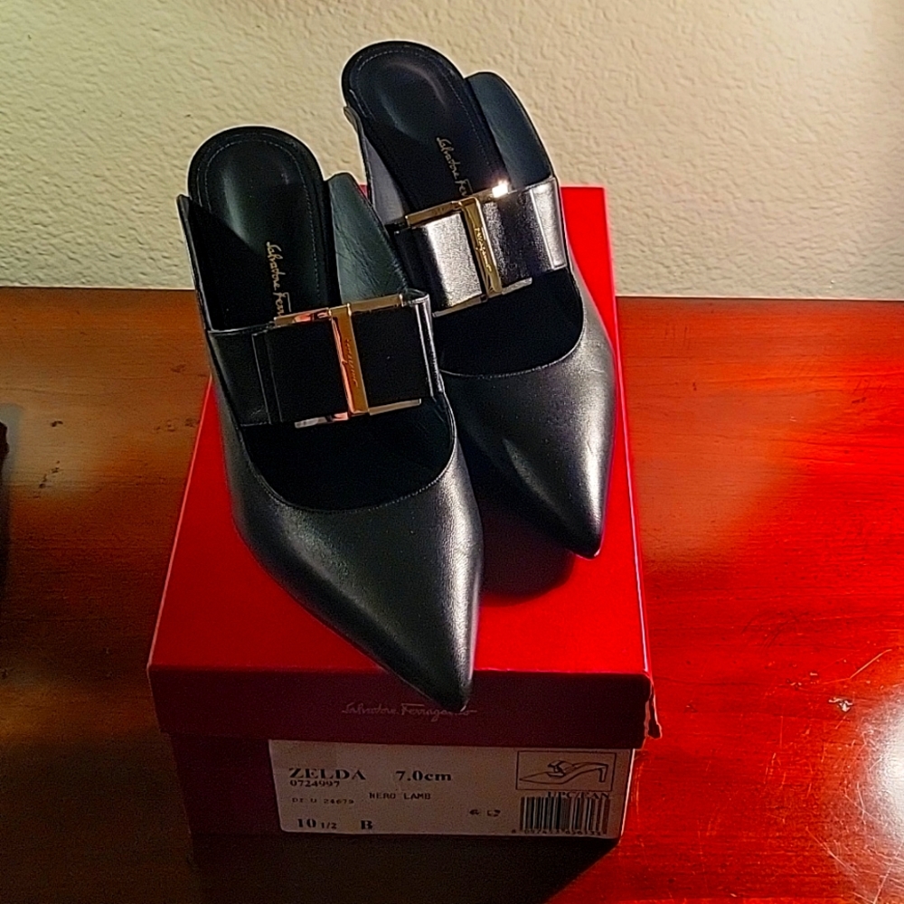 Ferragamo Mules / Zelda / 7cm Heels | Black